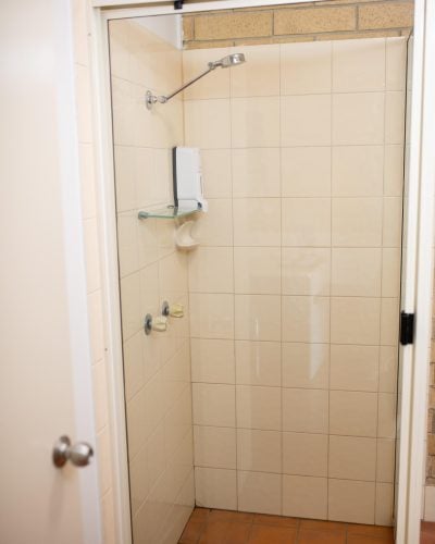 Clean shower enclosure in the Queen Single Room