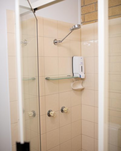 Clean shower enclosure in the Queen Single Room