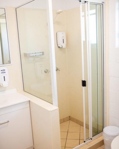Bathroom details of the Queen Room with a shower enclosure